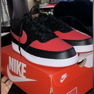 Nike Shoes court vision lows red and black